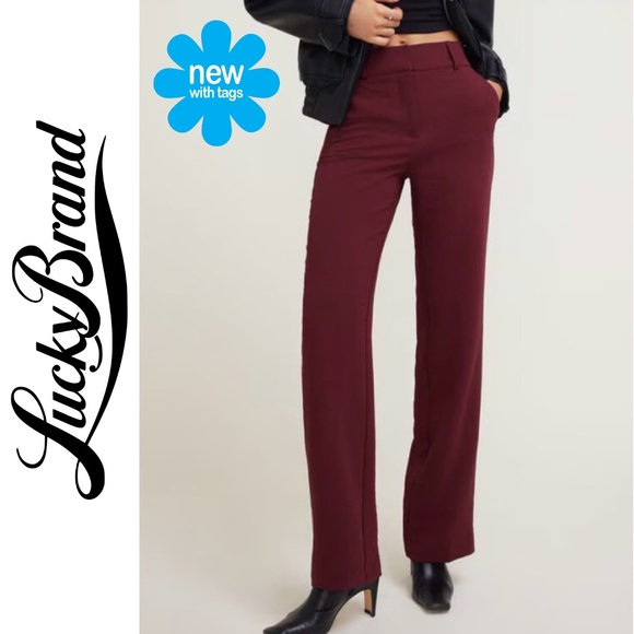 NWT 🦋 LUCKY BRAND Wine Straight Leg pants | Size: 8/29 - Picture 1 of 13
